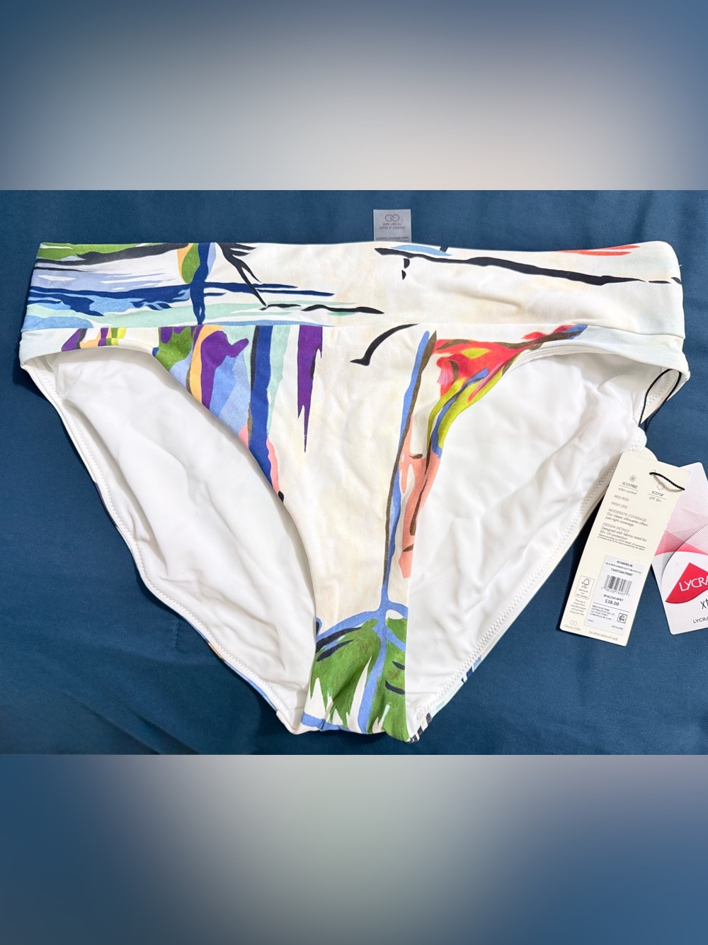 CALIA White Multicolor Women's Swim Bottoms